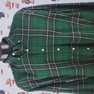 Vintage Polo Ralf Lauren buffalo plaid green & blue XL casual flannel shirt